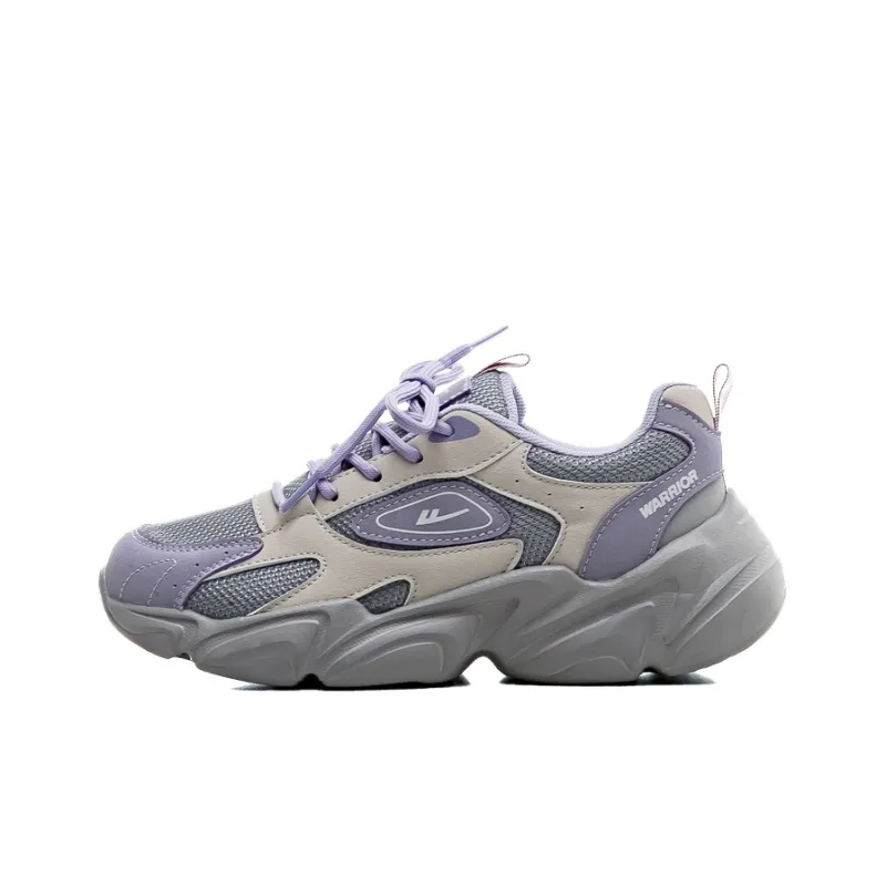 Warrior Height Increasing Wear Resistant Lightweight Slip Resistant Low Top Chunky Sneakers Women's Gray Purple-0