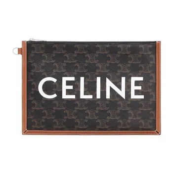 CELINE Cow Leather Binding Clutch Small Size Men's Tawny