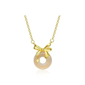Atsuyama Natural Chalcedony Peace Buckle Necklace Unisex
