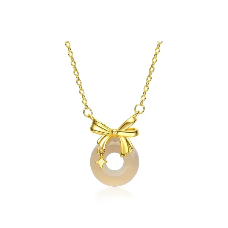 Atsuyama Natural Chalcedony Peace Buckle Necklace Unisex-0