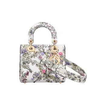 DIOR Lady Dior Sheepskin Lady Dior Bag, Shoulder Bag, Crossbody Bag, Handbag Trumpets Women's Milk White & Multicolor