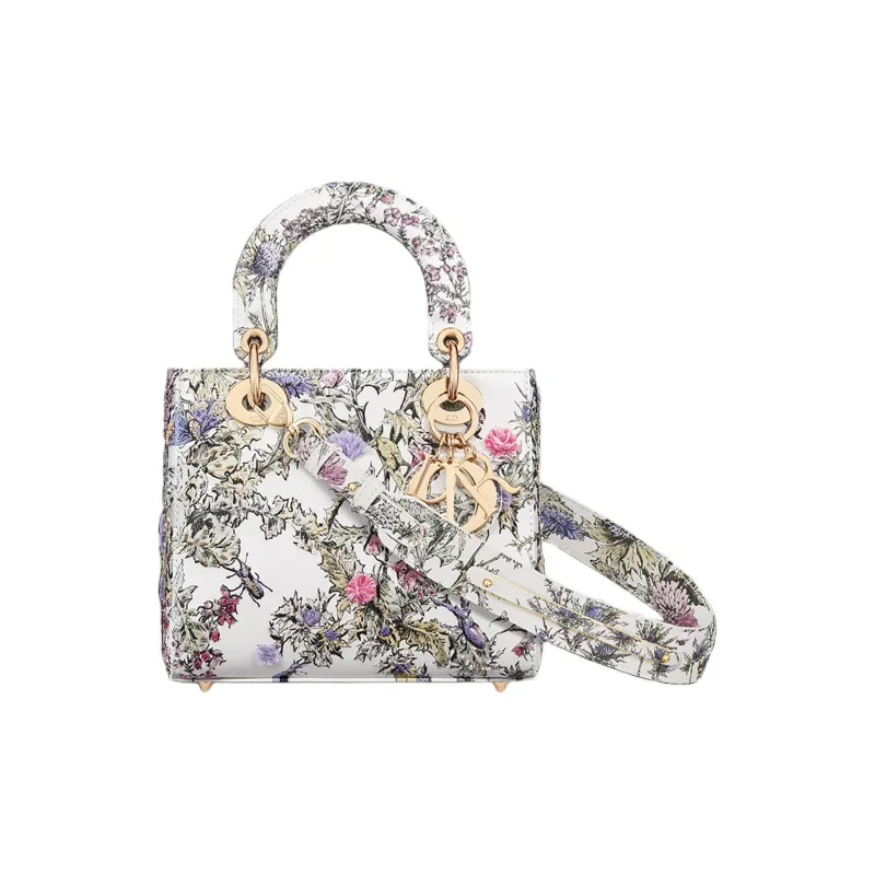 DIOR Lady Dior Sheepskin Lady Dior Bag, Shoulder Bag, Crossbody Bag, Handbag Trumpets Women's Milk White & Multicolor-0