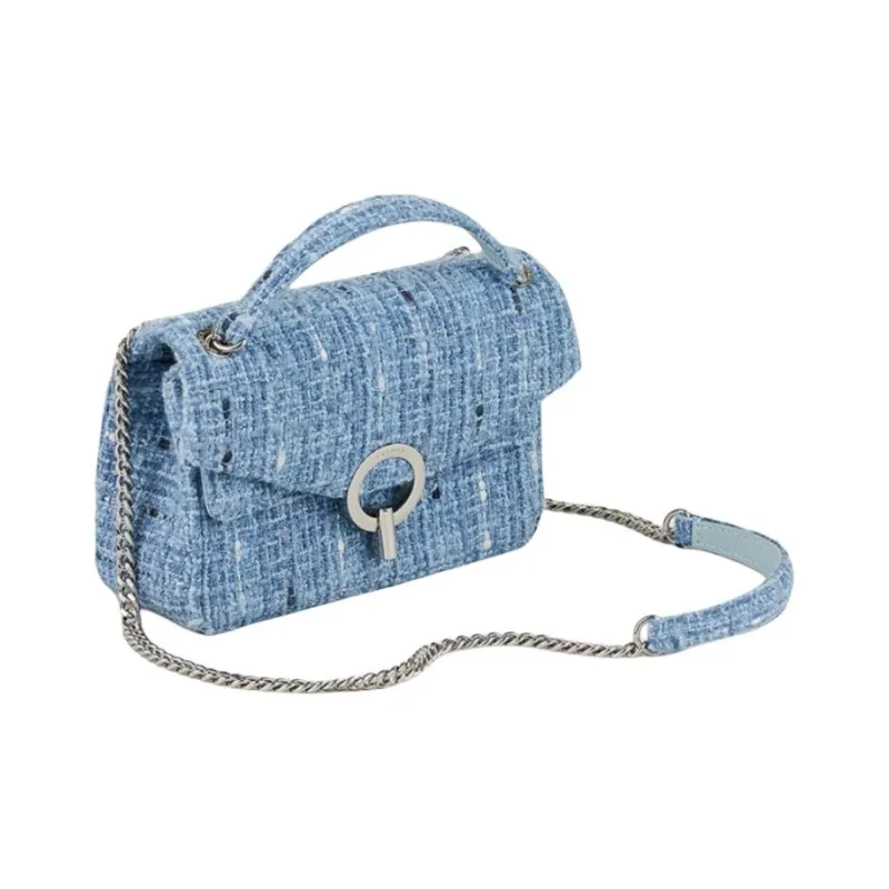 Sandro Fabric Shoulder Bag Crossbody Bag Handbag Small Size Women's Blue-1