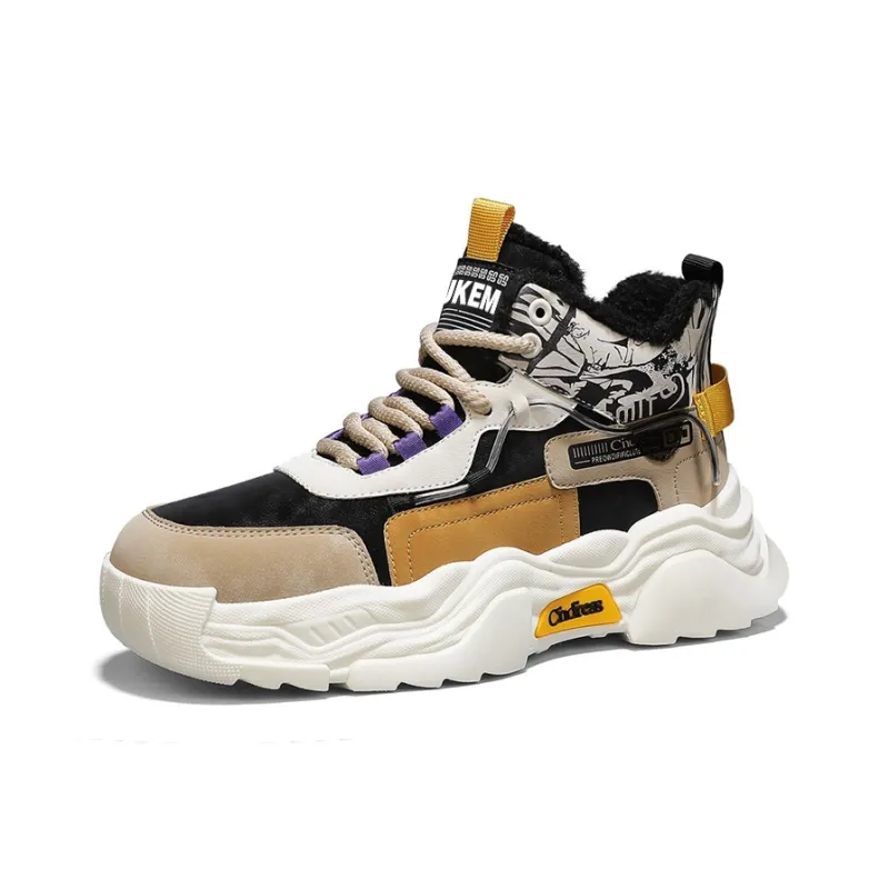 JKEM Cushioned Slip-Resistant Abrasion-Resistant High-Top Chunky Sneakers Men's-17