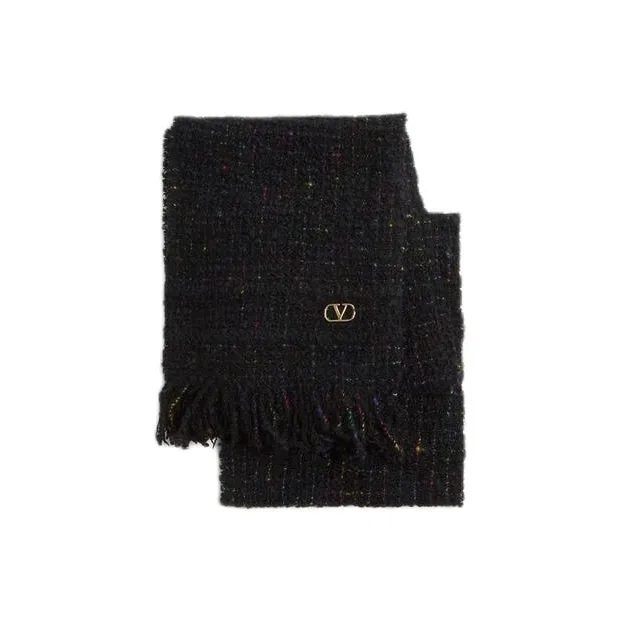 Valentino Wool Knit Scarves Women's Black-0