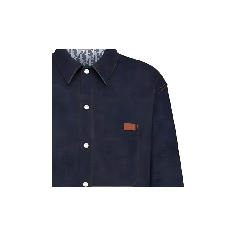 DIOR Logo Patch Buttoned Denim Jacket-5