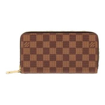 LOUIS VUITTON Zippy Coated Canvas Money Clip Coin Purses Wallets Women's Brown