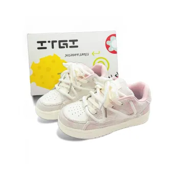 ITGI Anti Slip Wear Resistant Low Top Skateboard Shoes Women's Beige Pink