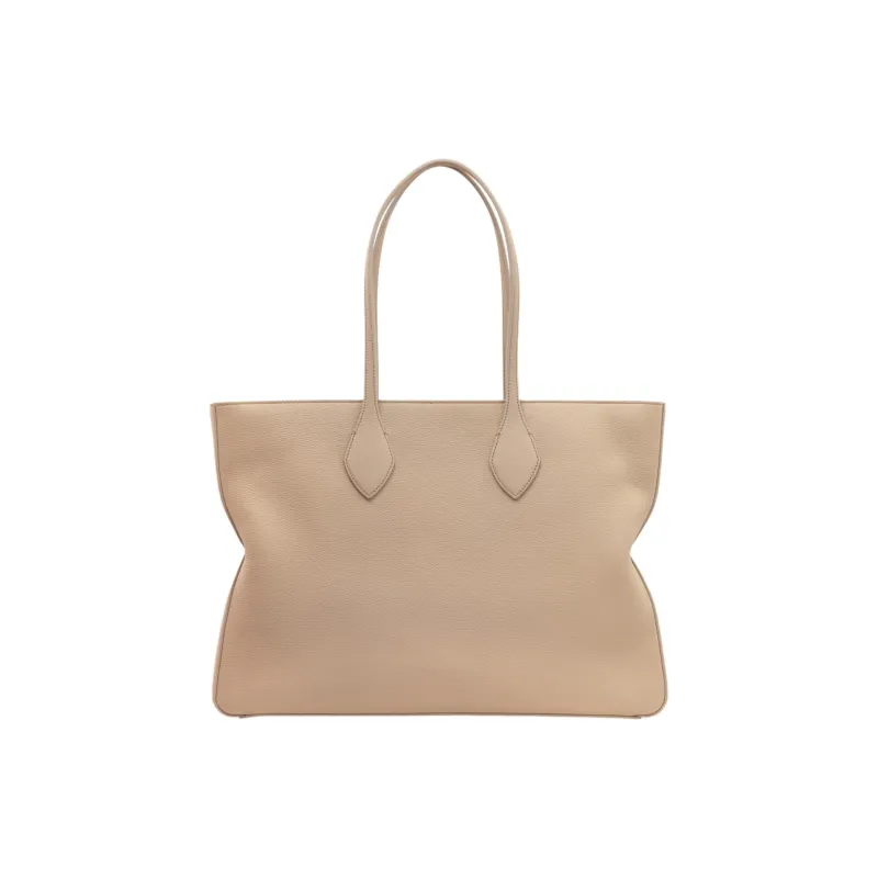 FERRAGAMO Calfskin Tote Bag Shopping Bag Shoulder Bag Handbag Large Size Women's Stone Color-2
