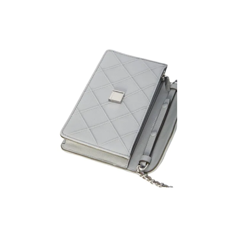 TORY BURCH Embossed Leather Crossbody Bag Mini Women's Gray-3
