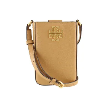 TORY BURCH Leather One Shoulder Crossbody Cell Phone Pouch Women's Brown