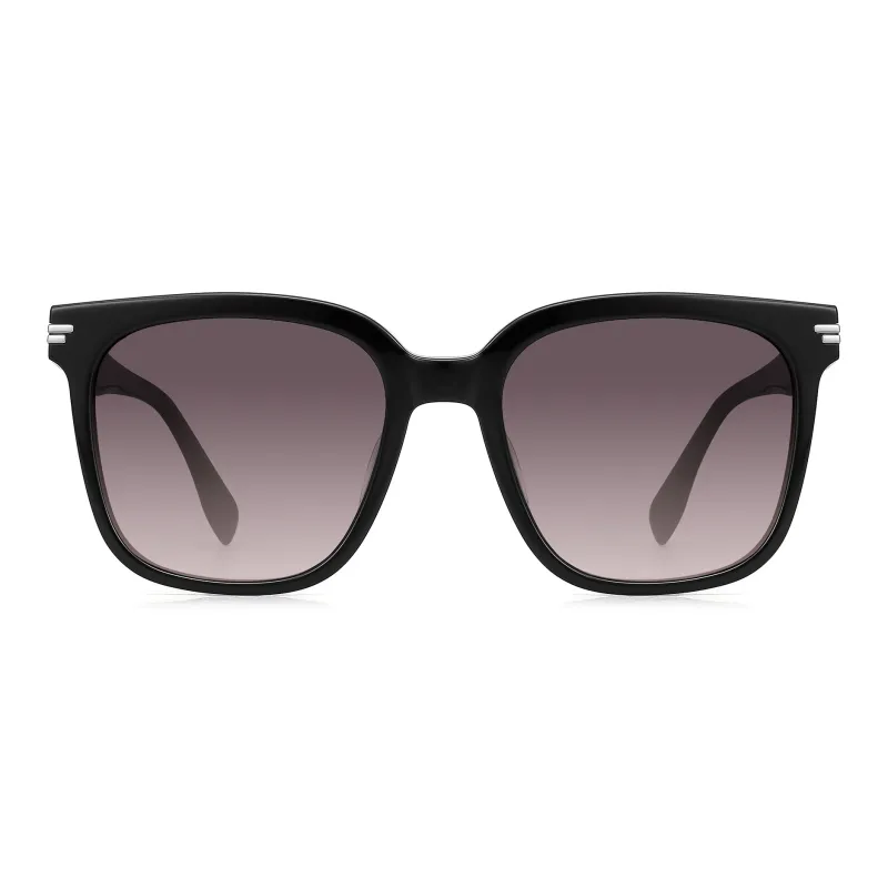 PULAIS Plate Frame Square Sunglasses Men's Black-9