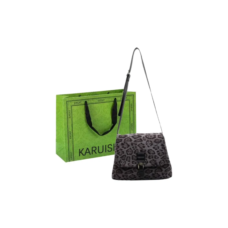 KARUISHA Leather Velvet Shoulder Bag Women's Multicolor-6