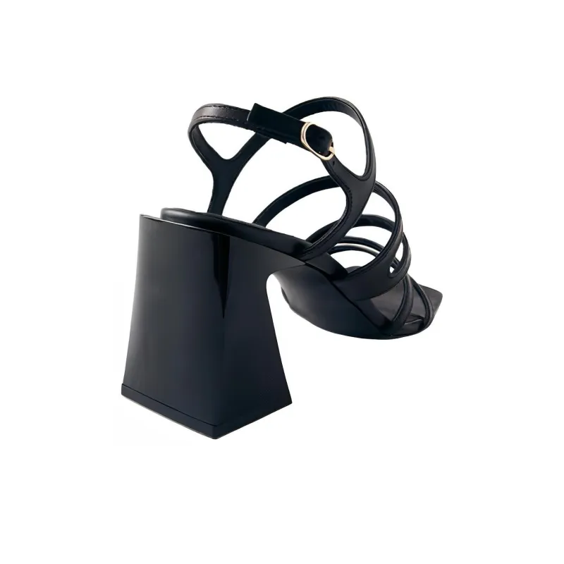 ALOHAS Aubrey Strap Sandals 8cm Women's Black-3