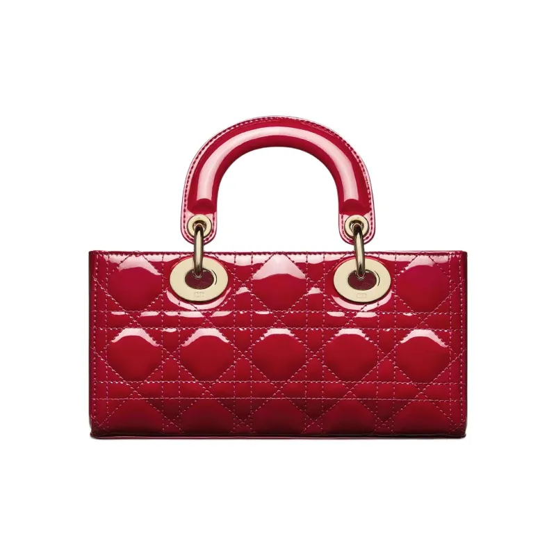 DIOR Lady D JOY Patent Leather Cowhide Dior Bag Shoulder Bag Crossbody Bag Handbag Small Size Women's Cherry Red-4