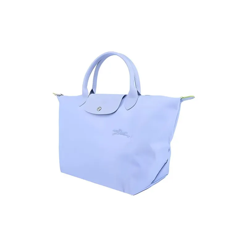 LONGCHAMP Le Pliage Green Cow Leather Trim Dumpling Bag Handbag Travel Bag Large Size Women's Blue-1