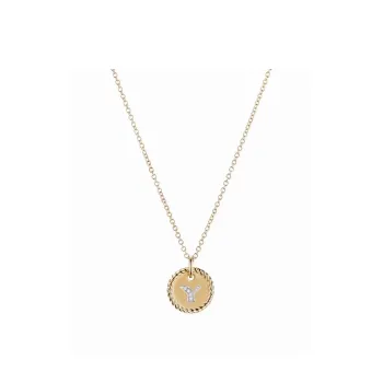 David Yurman 18kt Yellow Gold Z Initial Charm Diamond Necklace