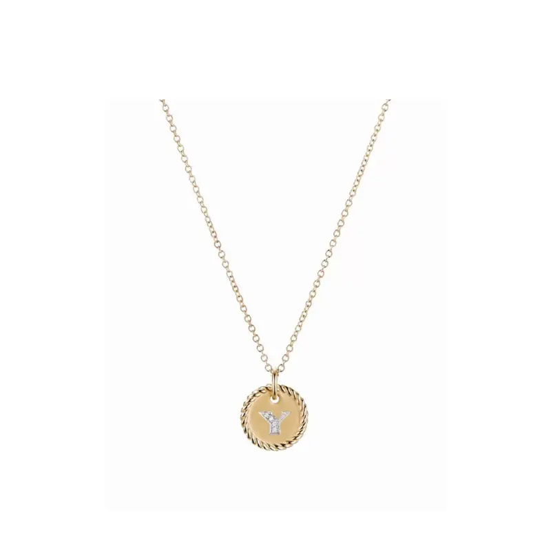 David Yurman 18kt Yellow Gold Z Initial Charm Diamond Necklace-0
