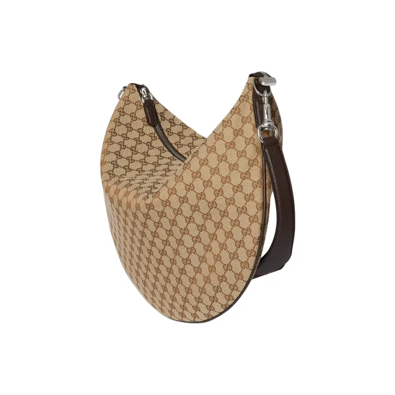 GUCCI Canvas Crossbody Bag, Shoulder Bag Tubas Women's Beige & Dark Brown-1