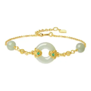 XIFULI Bracelets Pale Greenish White Jade Women's