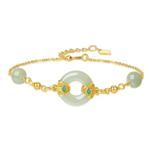 XIFULI Bracelets Pale Greenish White Jade Women's