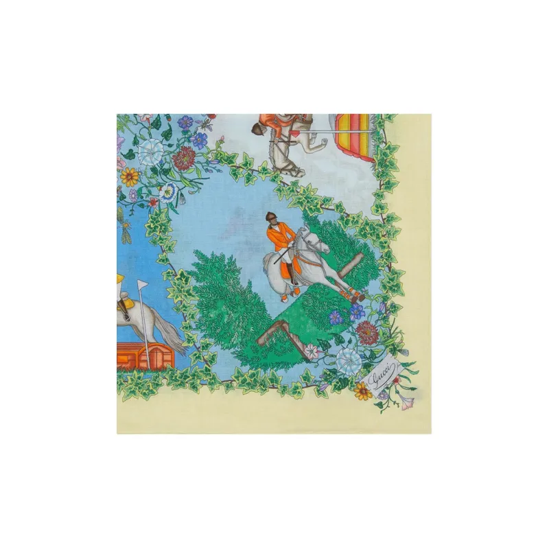 GUCCI Cotton Silk Scarves Unisex Multicolor-1