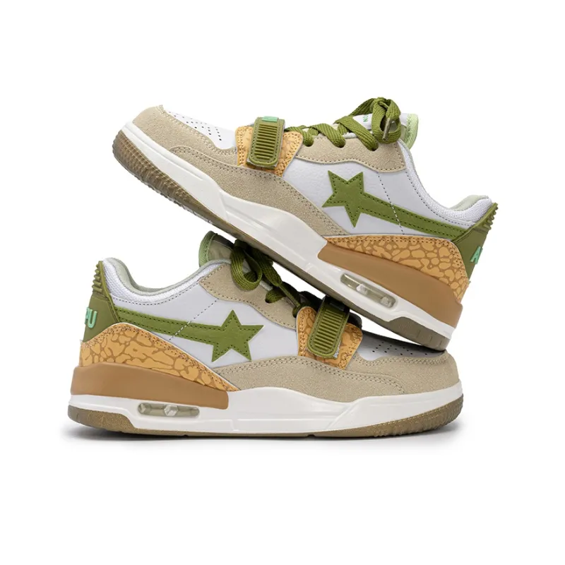WELKIN&WZWJ Stars Collection White Sneakers Slip-Resistant Height Increasing Low-Top Skateboard Shoes Unisex-119