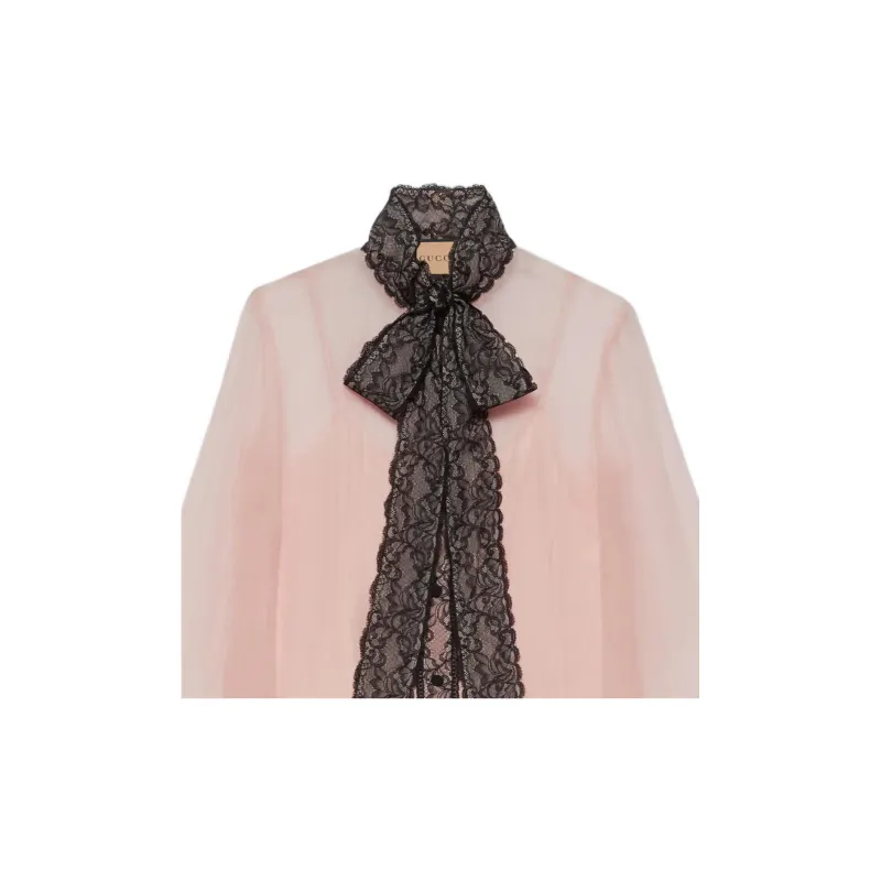 GUCCI Lace trim Detail Blouse-3