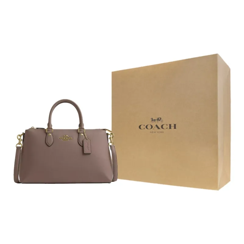 COACH Delicate Pebbled Leather Shoulder Bag Crossbody Bag Handbag Large Size Women's Dark Stone Color-8