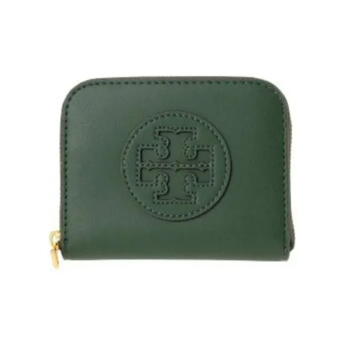 TORY BURCH Ella Leather Wallet Trumpets Women's Dark Ink Green