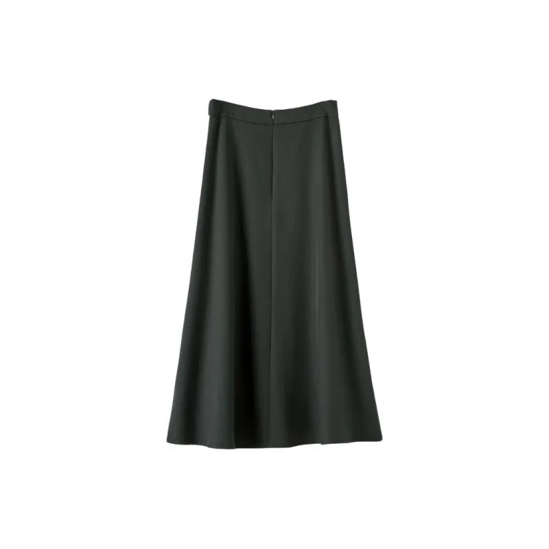 Late White Casual Long Skirt Women's Dark Gray-3