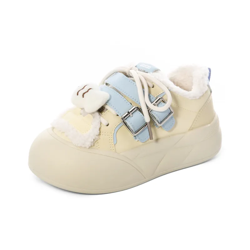 Lovely You Thermal Lightweight Slip Resistant Low Top Skateboard Shoes Women's Yellow Blue-13