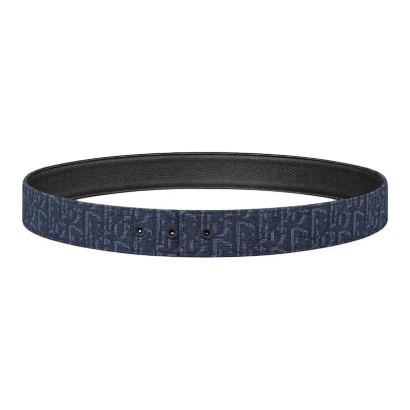 DIOR Calfskin Leather Belts Men's Blue Width 3.5CM-1