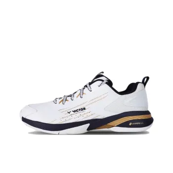 VICTOR Anti Slip Wear Resistant Low Top Badminton Shoes Unisex White Blue And Gold