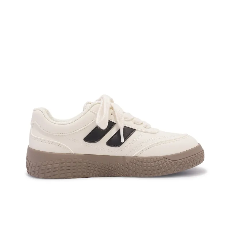 Miss Zhang Anti Slip Wear Resistant Low Top Skateboard Shoes Women's Beige Black-1