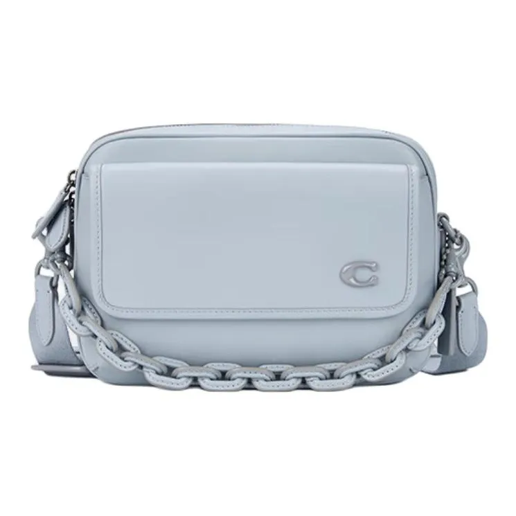 COACH Charter Glove Tanned Leather Handbag, Shoulder Bag, Crossbody Bag Medium Size Men's Gray Blue-0