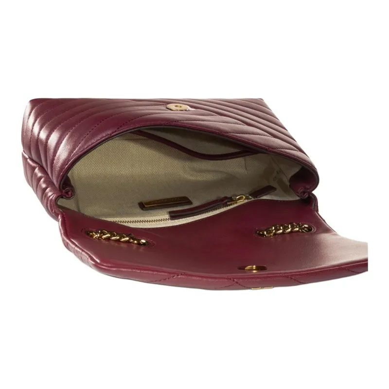 TORY BURCH Sheepskin Patchwork Crossbody Bag, Shoulder Bag Women's Pomegranate Stone Color-2
