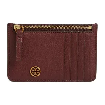 TORY BURCH Walker Leather Wallet, Card Holder Regular Women's Ox Blood Red