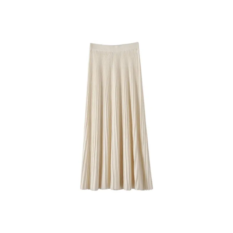 Late White Casual Long Skirts Women's Ecru-2