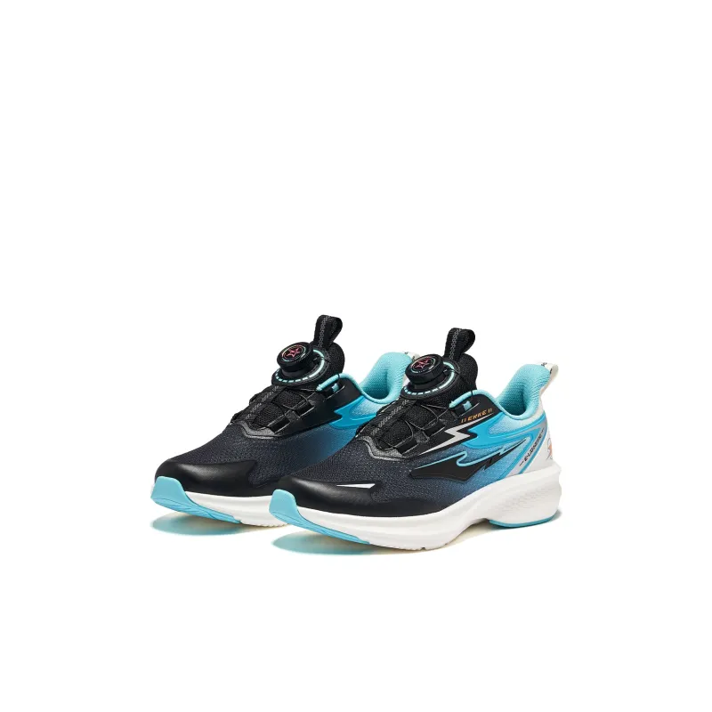ERKE KIDS Slip-Resistant Cushioning Wear-Resistant Balance Low-Top Kids' Running Shoes Jet Black/Diving Blue Teenagers-1