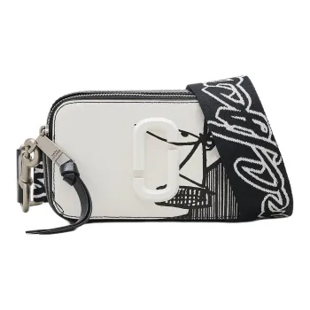 MARC JACOBS FUTURA Collaboration Cross Stitch Leather Shoulder Bag Crossbody Bag Men's White & Black