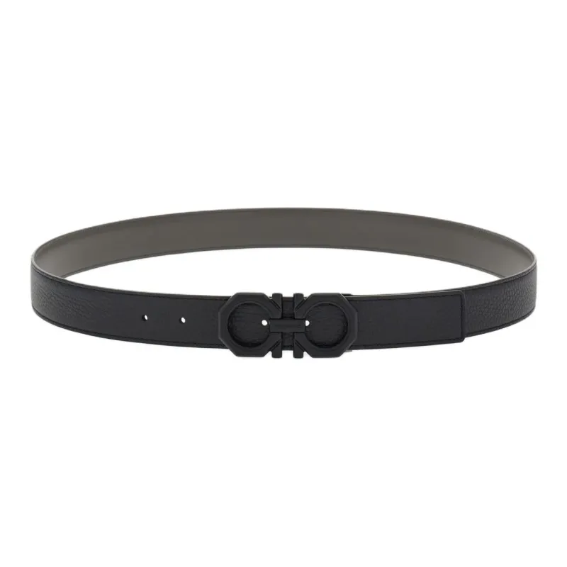 FERRAGAMO Cow Leather Leather Belts Men's Black Width: 3.2CM-0