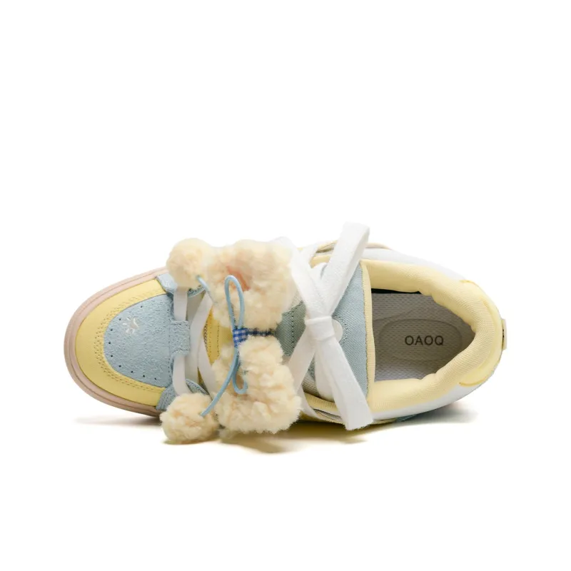 OAOQ Low-Top Skateboard Shoes Unisex White Yellow Blue-79