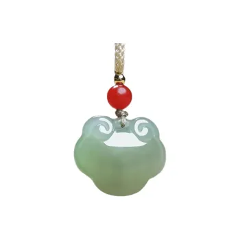 Run Ding Hetian Jade Necklaces Pale Greenish White Jade Unisex