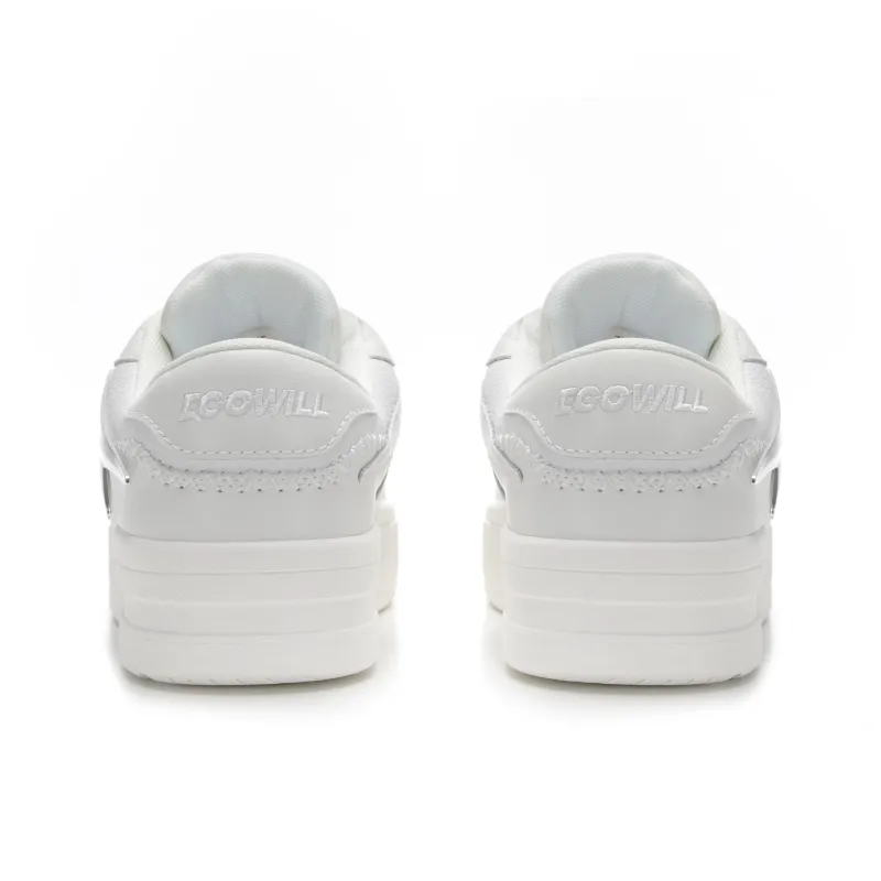 EGOWILL Coverage Anti Slip And Wear Resistant Lightweight Height Increasing Low Top Skateboard Shoes Unisex White-3