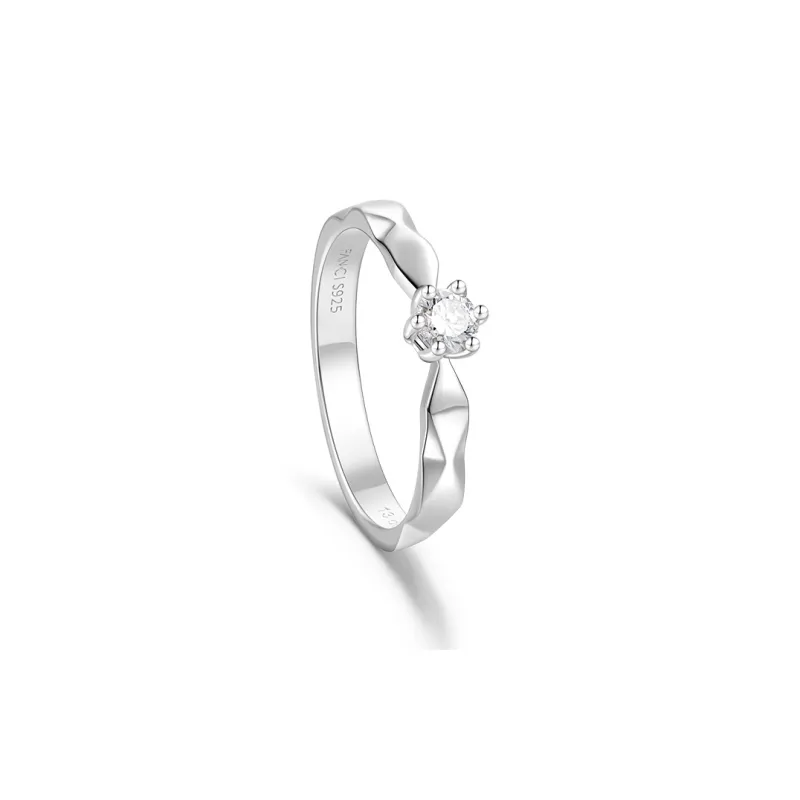 FANCI S925 Silver Inlay 0.1/0.3/0.5 Carat Lab Grown Diamond Rings Unisex-1