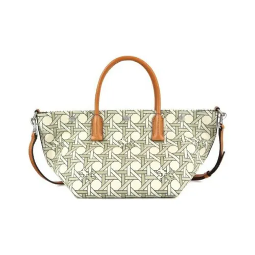 TORY BURCH Canvas With Leather Trim Tote Bag, Shopping Bag, One Shoulder Crossbody, Portable Small Size Women's Ivory