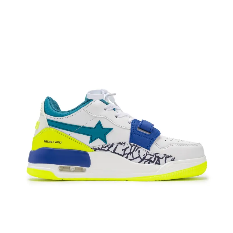WELKIN&WZWJ Stars Collection White Sneakers Slip-Resistant Height Increasing Low-Top Skateboard Shoes Unisex-146