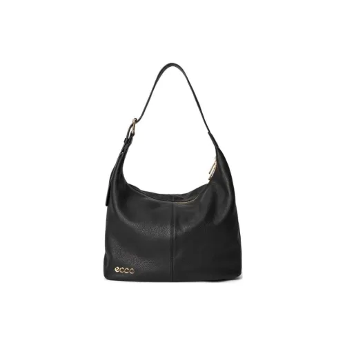 Ecco Cow Leather Handbag Shoulder Bag Medium Size Women's Black