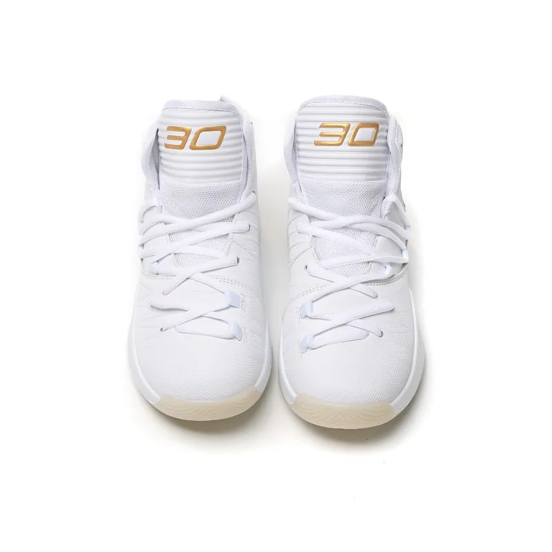 DD&OO Wear-Resistant Breathable Height Increasing High-Top Basketball Shoes Unisex White Gold-12